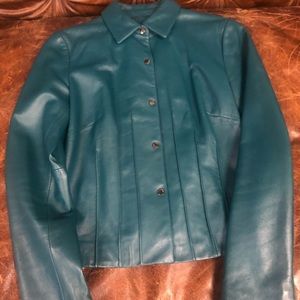Exquisite Teal Siena Studio Leather Jacket